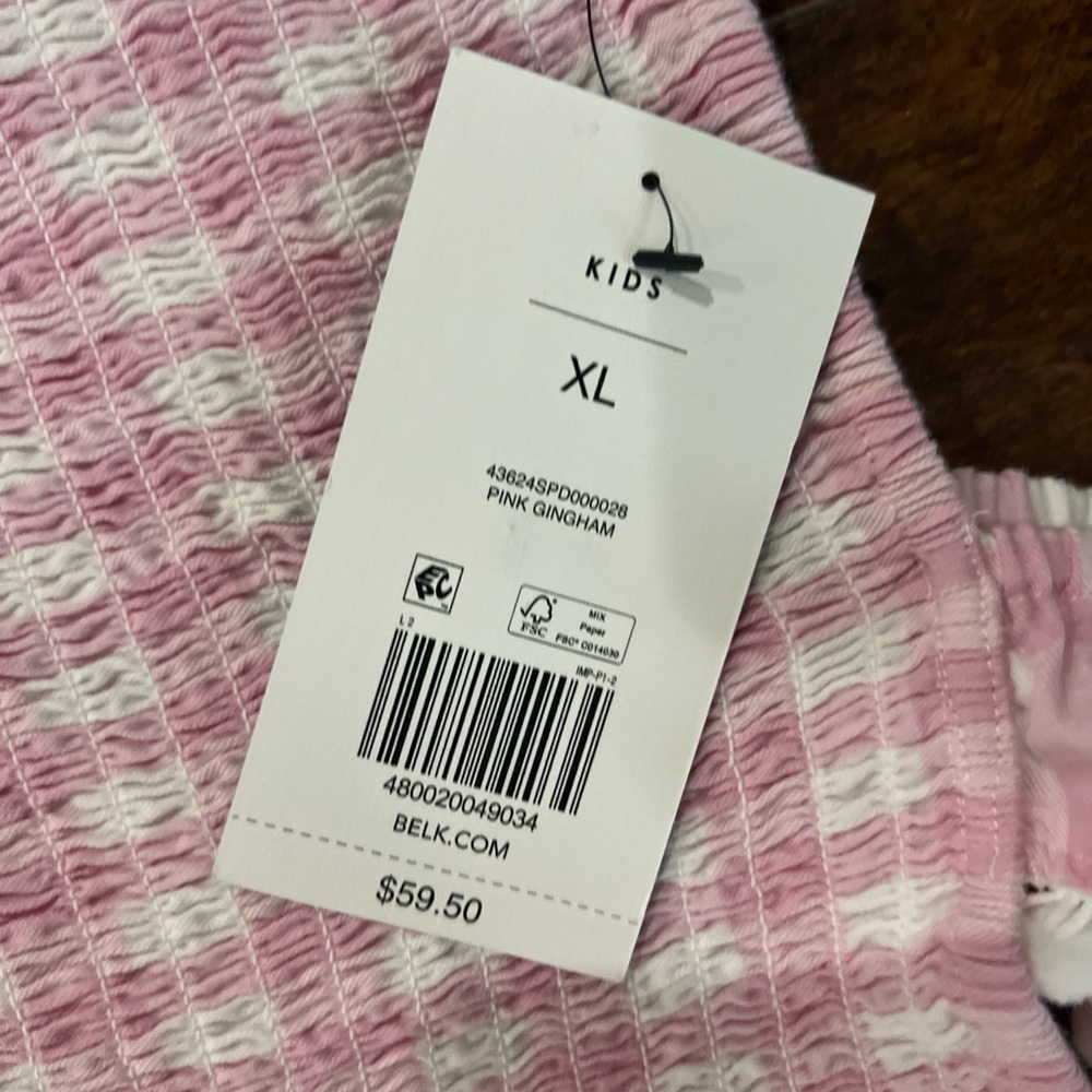 Smocked Pink Gingham Sundress with Pom-Trim Straps - Picture 4 of 5